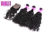 Virgin Malaysian Human Hair 3 Bundles With Closure Water Wave 8-26 Inch