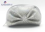 Silver Sequins On Bag Big Bowknot On Front Side Fabric Makeup Bag 20.5X7.5X17