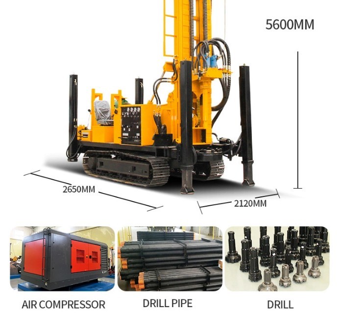 350m Depth Large Torque Pneumatic Borewell Machine For Industry Water Well Drilling