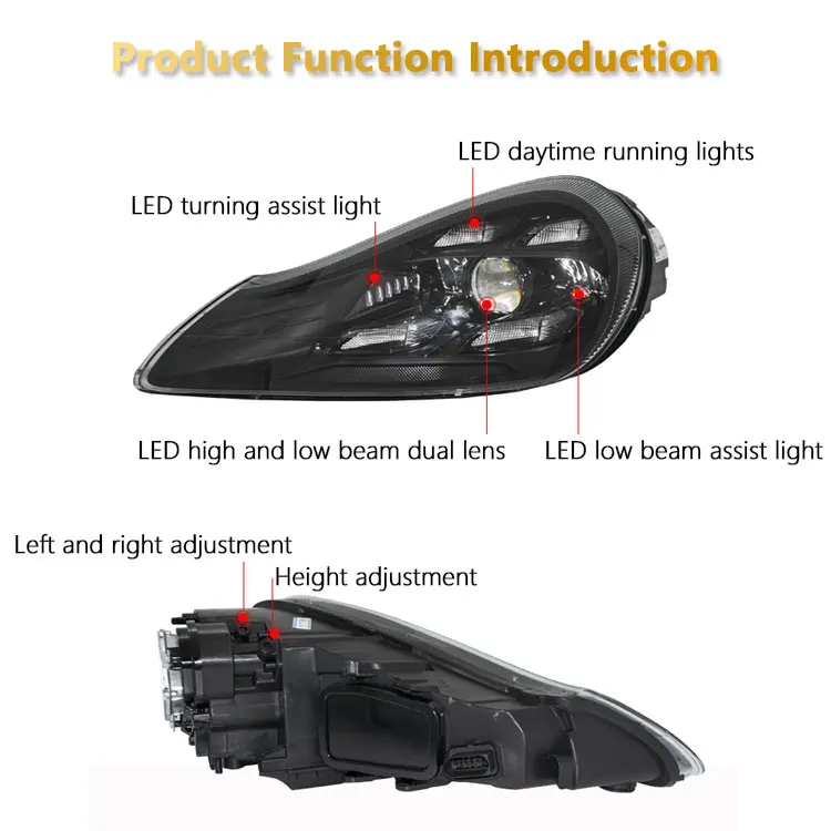 957 Headlights For Porsche Cayenne 08-10 Upgraded 21 Matrix Style LED Front Lights Plug And Play Car Accessory