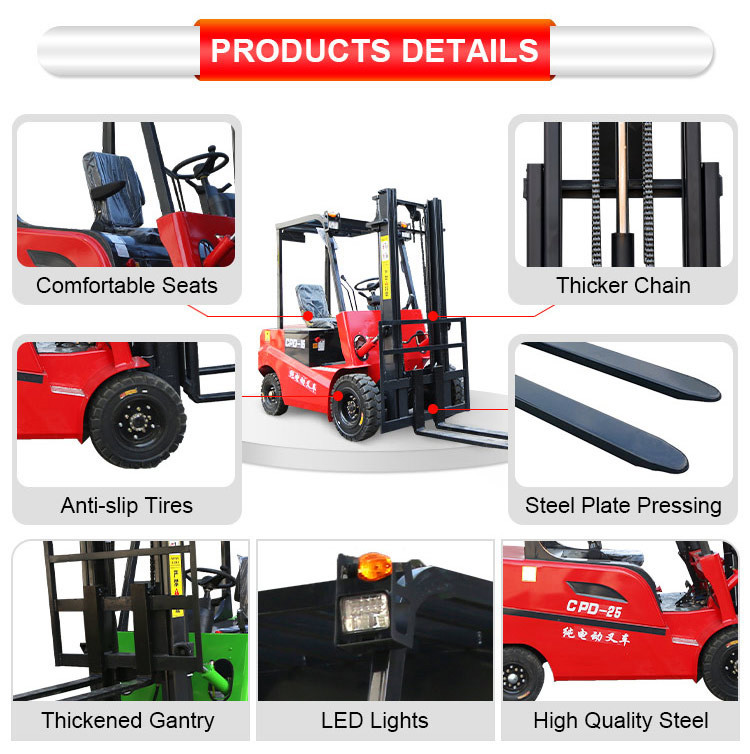 Electric Forklift Truck 1ton 2.5ton 2ton 3ton Capacity Fork Lift Truck