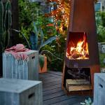 Weathering Steel Angled Obelisk Chiminea Fire Pyramid Black Painted