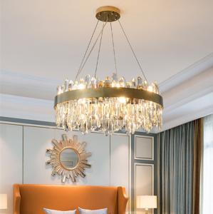 Quality Modern Foyer Round Chandelier Luxury K9 Crystal Dimmable Pendant Lamp Cable Hanging Lamp (WH-MI-305) wholesale