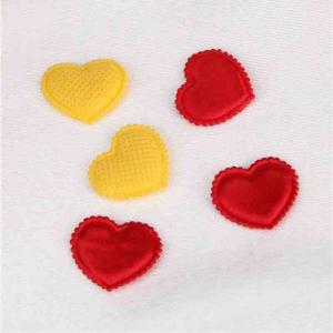 Quality Red Satin Heart Applique Crafts Garment Embellishments With Trimming wholesale