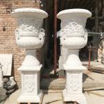 Large Marble Flowerpot Roman Relief Planters Hand Carved Garden Decoration