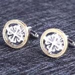 Circular Hollow Mens Diamond Cufflinks Disc Gear Pattern 16mm Size