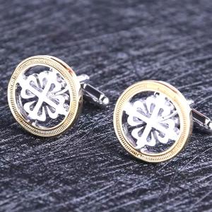 Quality Circular Hollow Mens Diamond Cufflinks Disc Gear Pattern 16mm Size wholesale