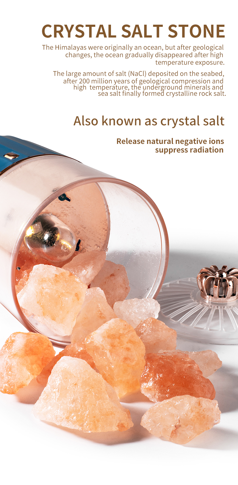 Newest Nature Crystal Salt Rock Aromatherapy Lamp 7 Color Atmosphere Night Light For Bedroom Office Car Air Purify