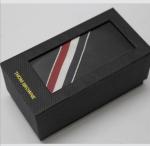Custom LOGO Necktie Boxes,Rectangle shape Promotional Black Cardboard Tie