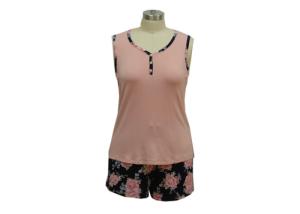 Quality Funky Comfy Summer Ladies Loungewear Sets Two Piece Sleeveless V Neck Tops wholesale