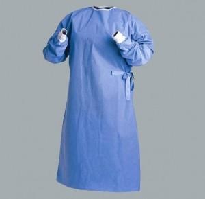Anti Bacterial Blue Surgical Gown , Cloth Surgical Gowns With 4 Waist Belts CE