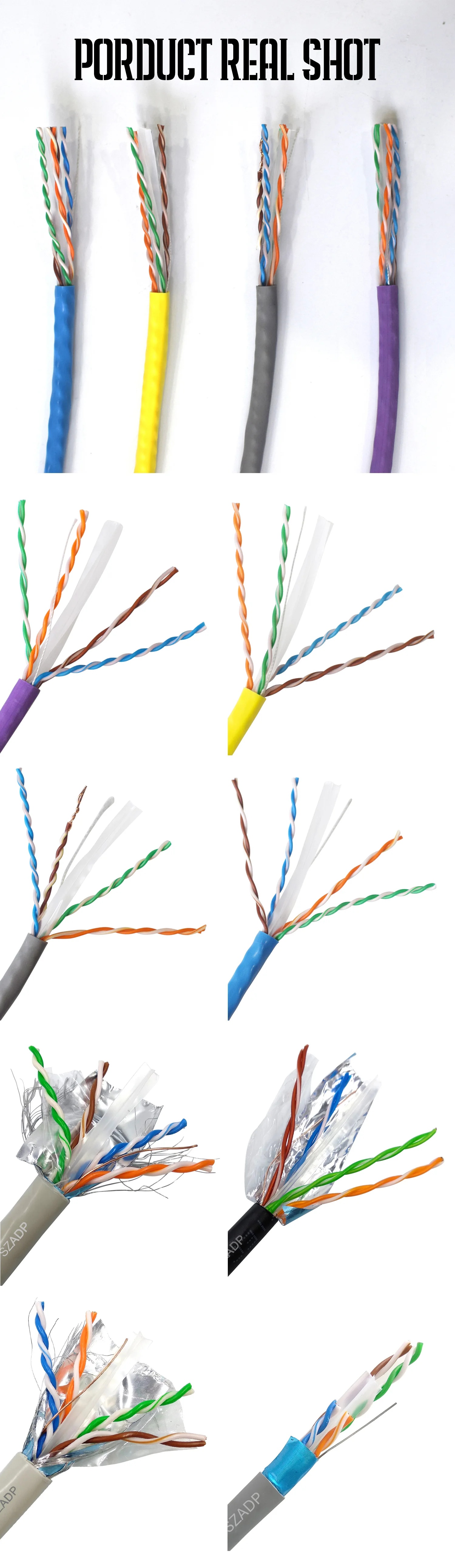 Custom Ethernet Outdoor Network Cable Utp Ftp Sftp Cat5E Cat6 Cat6A Cat7 75°PVC/LSZH