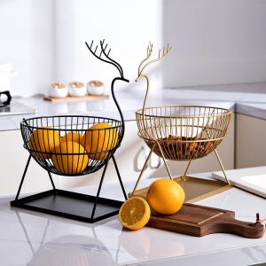 Quality Anti Corrosion Metal 2 Tier Fruit Basket , H37.5cm SS Fruit Basket wholesale