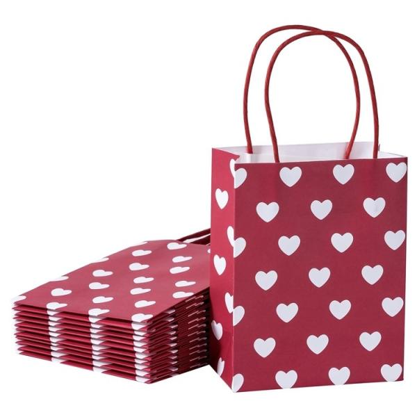 Valentine's Day 2024 Small Gift Shopping Kraft Paper Bags for Jewelry in Custom