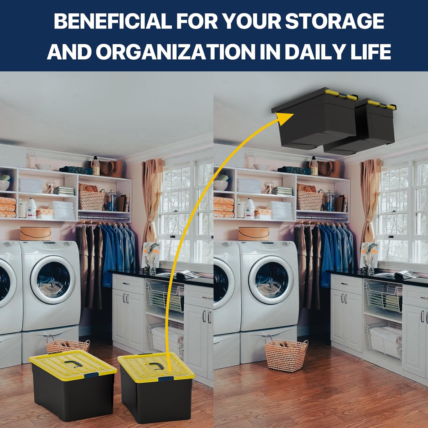 Overhead Garage Storage Racks for Utility Bins 26inch 1.8mm Heavy Duty Ceiling Mount