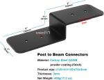 Heavy Duty Steel Black Z Brackets 6" Post To Beam Support ISO9001 Rohs CE