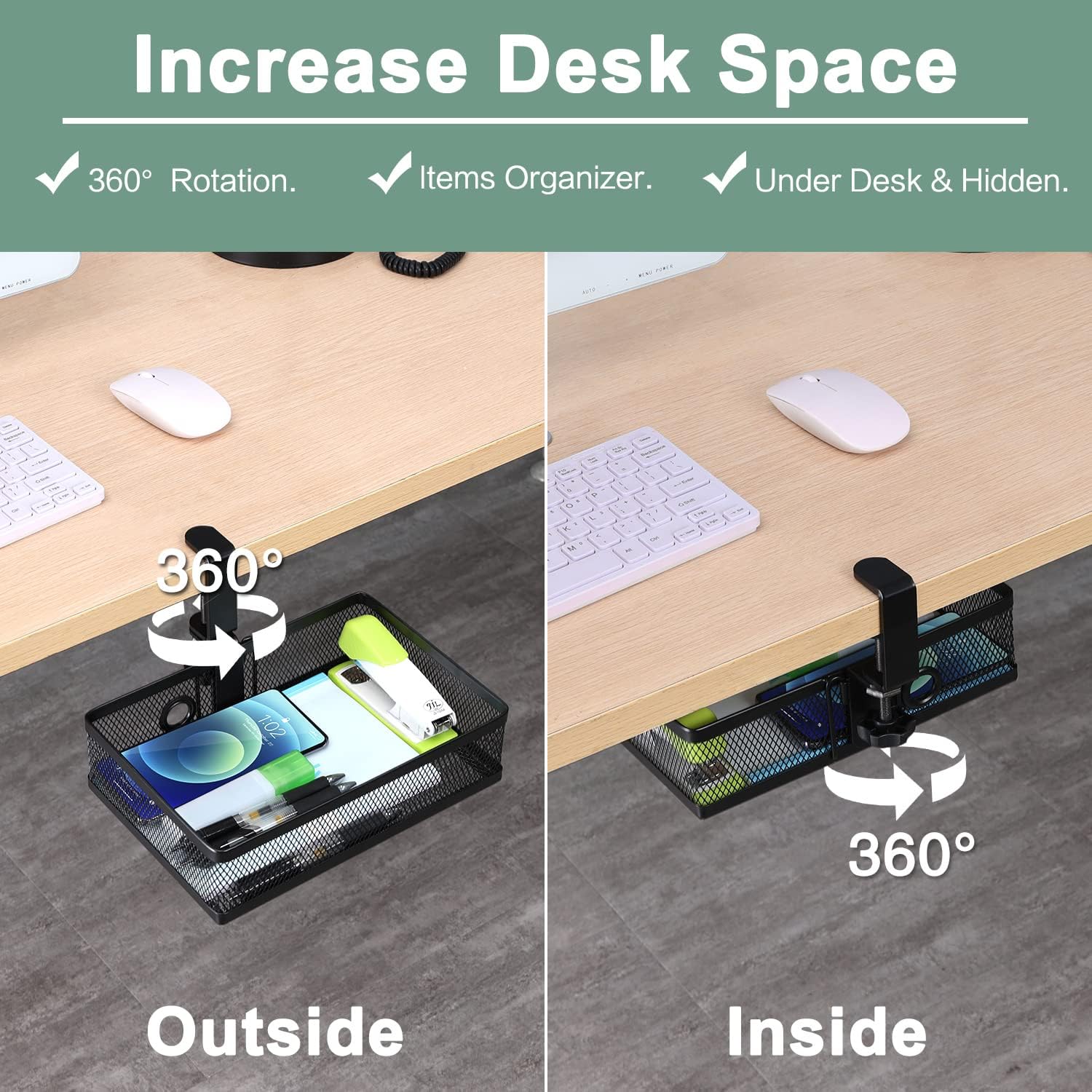 Streamline Your Workspace with Wall Mounted Rotating Under Desk Drawer and Cup Holder