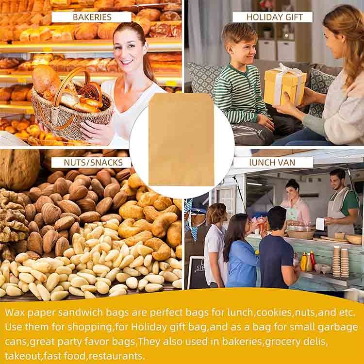 Greaseproof French Baguette Loaf Paper Baguette Bread Bags Packaging V Bottom