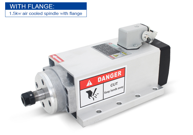400HZ Frequency GDZ80*73-1.5 24000rpm Square Air Cooled Spindle Motor with Flange Design