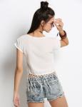 tops for women 2016 Women Round Neck Embroidery Tassel Blouse Crop Tops