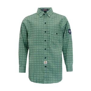 Quality 100% Cotton 210gsm Fire Retardant Work Shirt Green Plaid wholesale