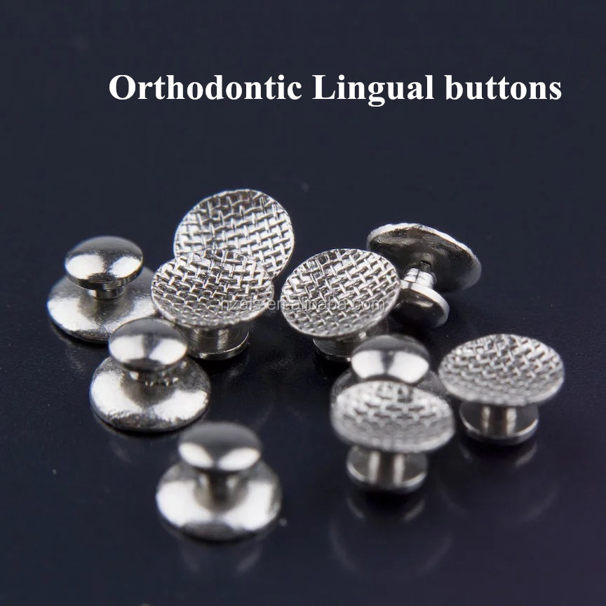 MFDS Safety Standard 10pcs/pk Dental Stainless Steel Orthodontic Bondable Double Hooks Lingual Buttons with Long Arm