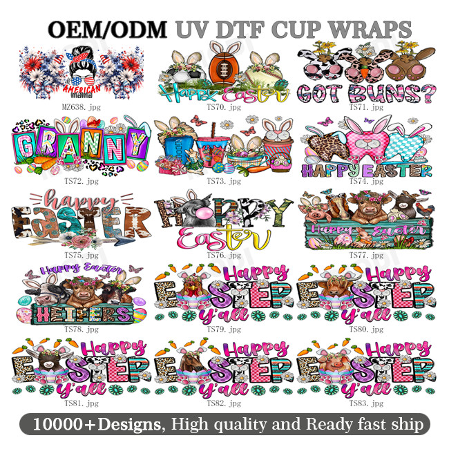 Custom UV DTF Cup Wraps Transfer Printing Crystal Transfer Sticker UV DTF Sticker Cup Wraps Transfers For 16oz