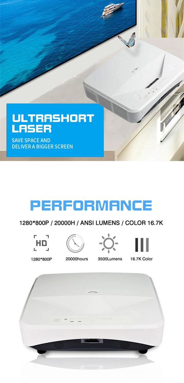 80in Wireless 1080P HD Projector Smart Indoor Full HD Movie BT Short Throw
