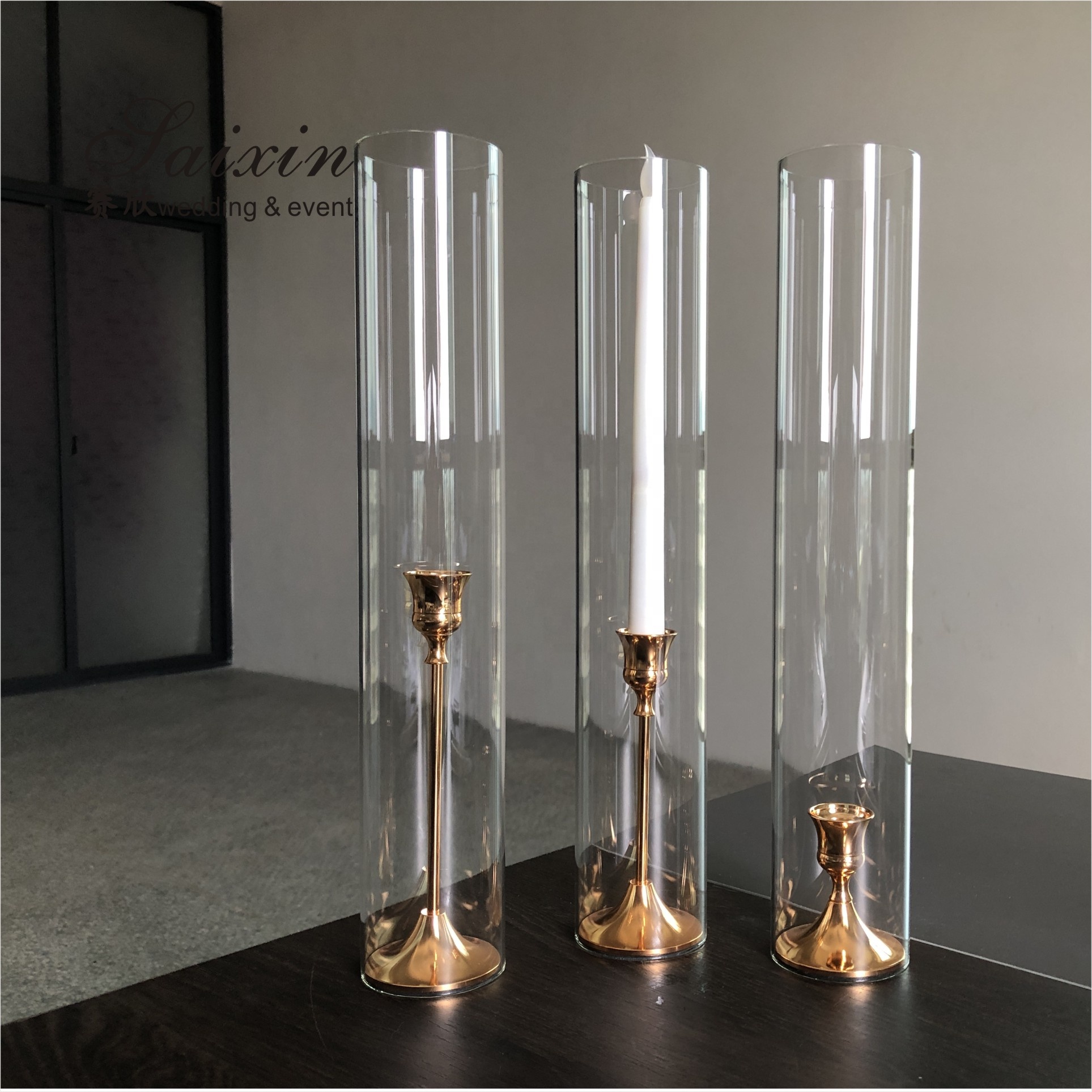 Candelabra Wedding Candle Holders Clear Crystal Candle Holder Centerpieces 50cm