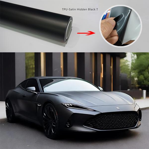 Cheap Color Changing Vinyl Car Wrap Roll High Gloss 7.5mil TPU Matte Black Self Healing for sale