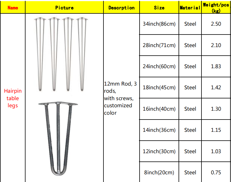 Heavy Duty Furniture Metal Legs Dining Hairpin Table Legs To Enhance Your DIY Projects