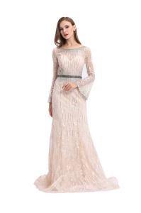 Quality Anti - Wrinkle Breathable Long Sleeve Long Prom Dresses 100% Polyester wholesale