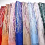 Wholesale price bridal beaded lace fabric mesh african lace fabric for wedding