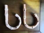 Bamboo wooden Handmade bag Handle with metal hardware
