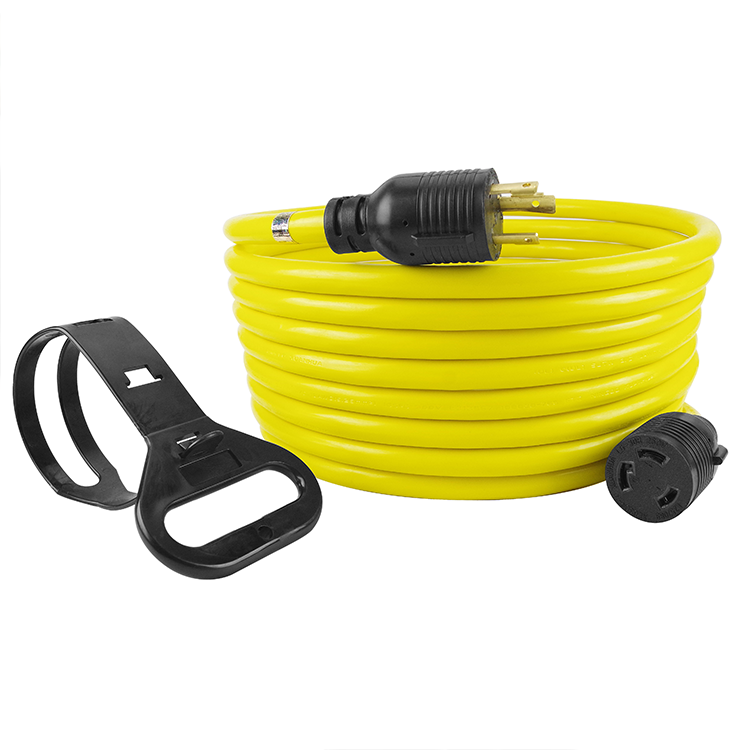 30Amp 7500 Watts 25FT L6-30P to L6-30R Heavy Duty Generator Power Cord SJTW 10AWG 3 Prong Conductor Bared Stranded Cooper