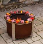 Smokeless Cylindrical Corten Steel Barbecue Fire Bowl