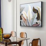 Hand Painted Textured Canvas Oil Painting of Abstract Flower in Modern Style for