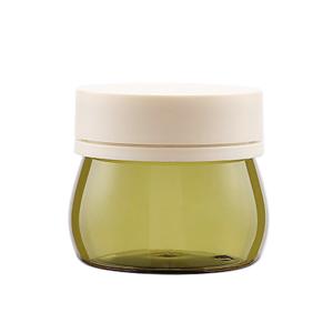 Quality 30g 50g 80g 100g Cosmetic Clear Green Glass Jar With Plastic Lid For Body Cream wholesale