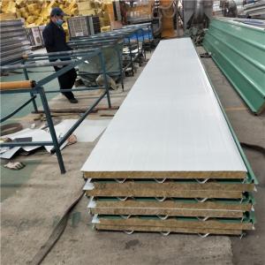 Quality rock wool sandwich panel cover with 0.426mm lotus green steel up and orange peel steel down wholesale