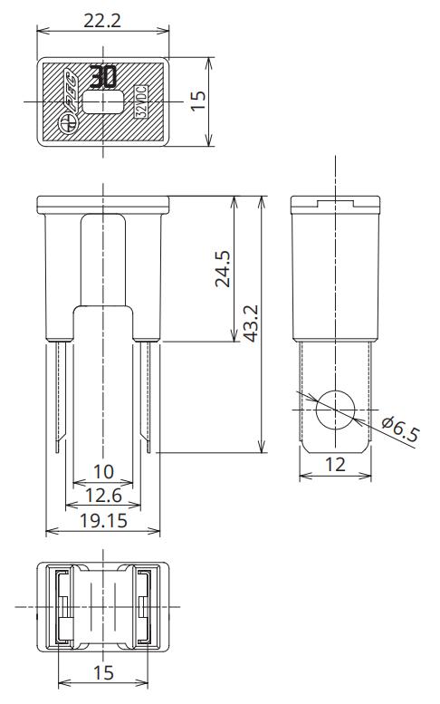 SBFC-BT Automotive Straight Blades Slow Blow Square JCASE Fuse 1