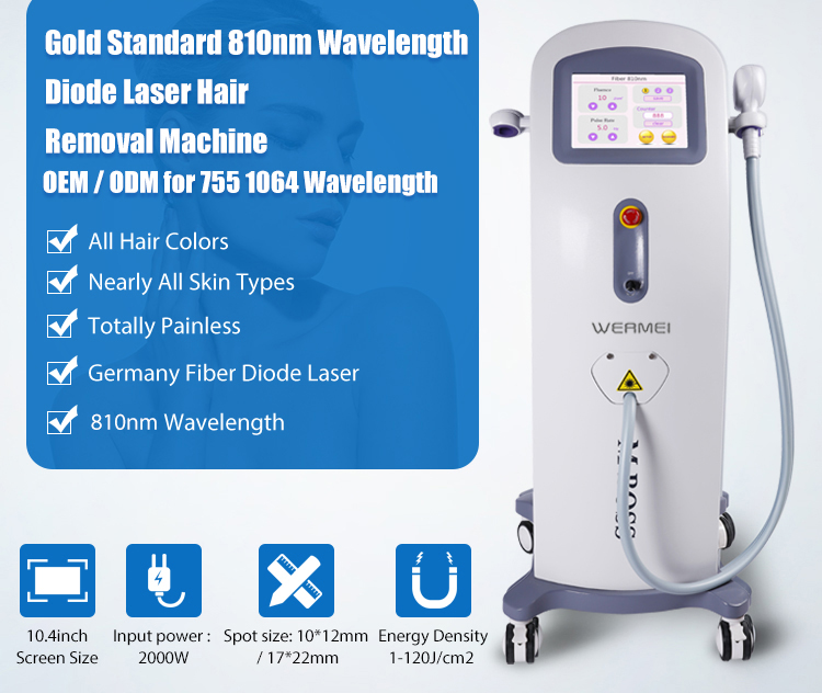 Fiber diode hair removal 3 Wavelength Diode Laser Hair Removal System 755nm 808nm 1064nm Beauty Care Device