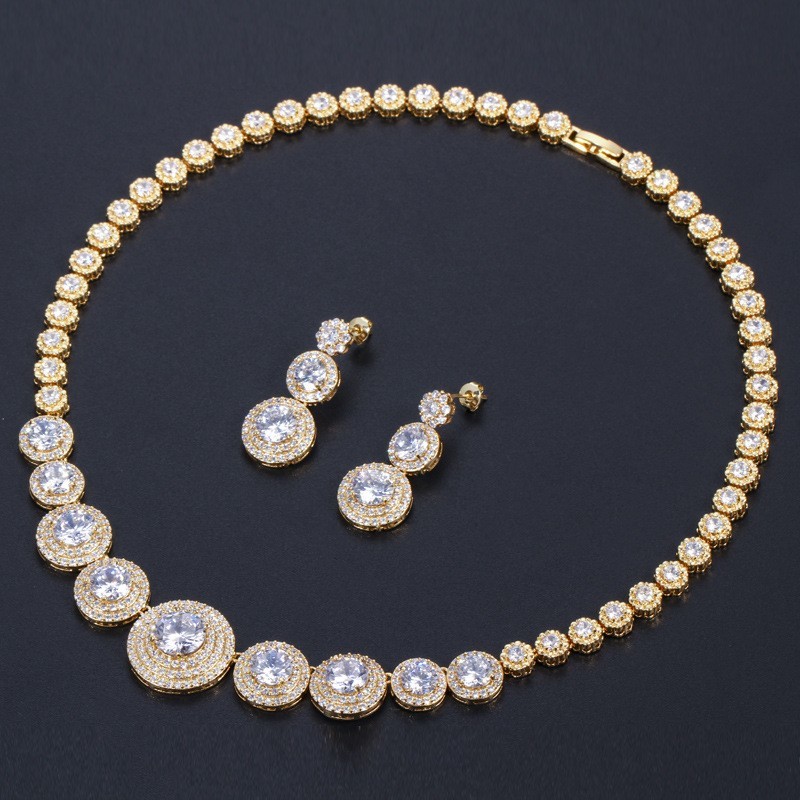 AAA CZ CZ Crystal Necklace Pendant Necklace Rhinestone CZ Jewelry Set Women Wedding Necklaces Jewelry for Gift
