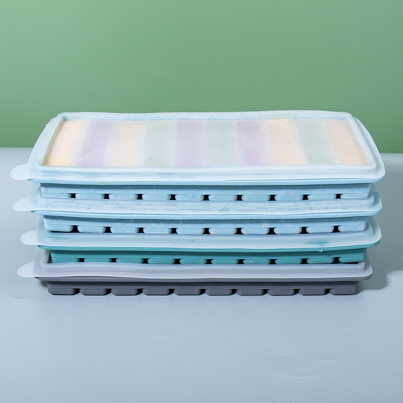 Silicone Freezer Tray With Lid - 1 Cup Silicone Food Freezer Tray - Large Ice Cube Freezer Molds - Soup, Sauce, Leftovers, Homemade Meal Prep Freezing