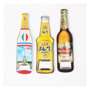 Quality Custom Cheap Promotion Gift Beer Brand Bottle Shape Beer Bottle Opener Fridge Magnet, Print Logo with Epoxy wholesale