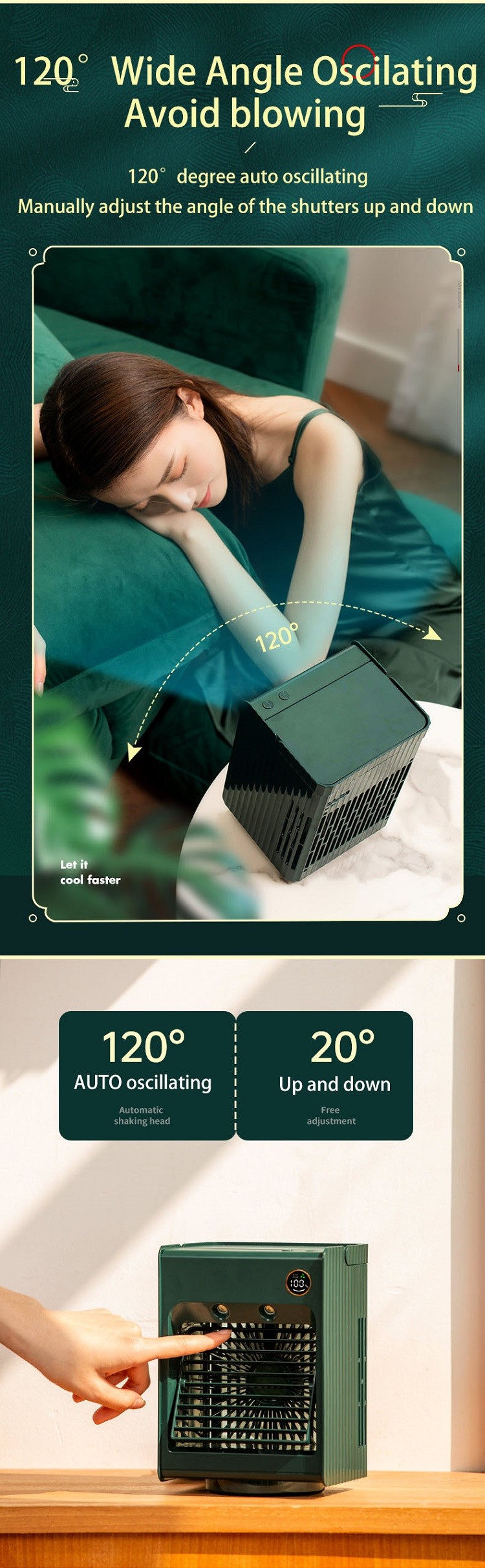 USB Air Cooler With 3 Speed Personal Mini Air Conditioner With LED Light