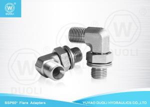 Quality 90 Degree Elbow BSP Male Hydraulic Flare Fittings 60° Seat With Adjustable Lock Nut wholesale