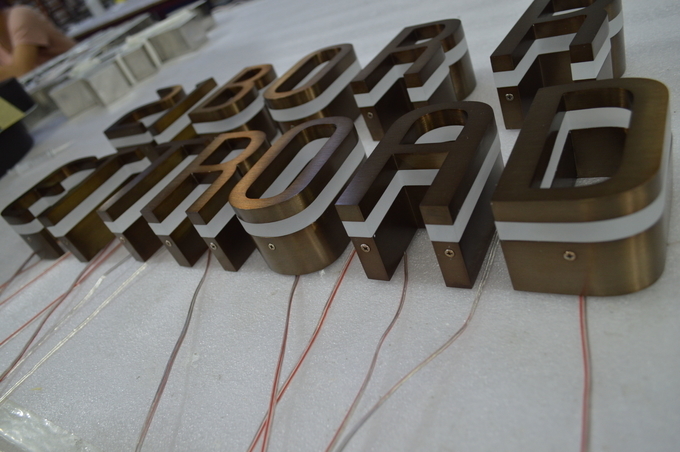 Electroplated Brass Acrylic Edge Lit Channel Letters Easy Install / Maintain