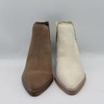 Custom Womens Leather Dress Boots Bone Soft Nappa / Cow Suede Leather Upper
