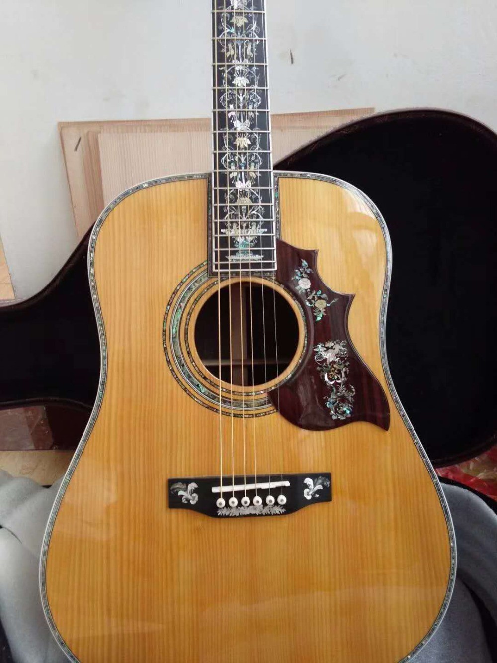 Aaaa All Real Abalone Super Deluxe Wood D45L Acoustic Guitar Customized Logo Is Available