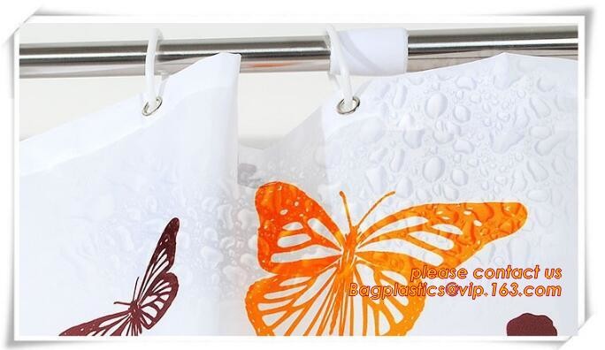 SCENERY PRINTING POLYESTER SHOWER CURTAIN, custom 3d eva shower curtain for bathroom, Popular cotton hooks polyester tex